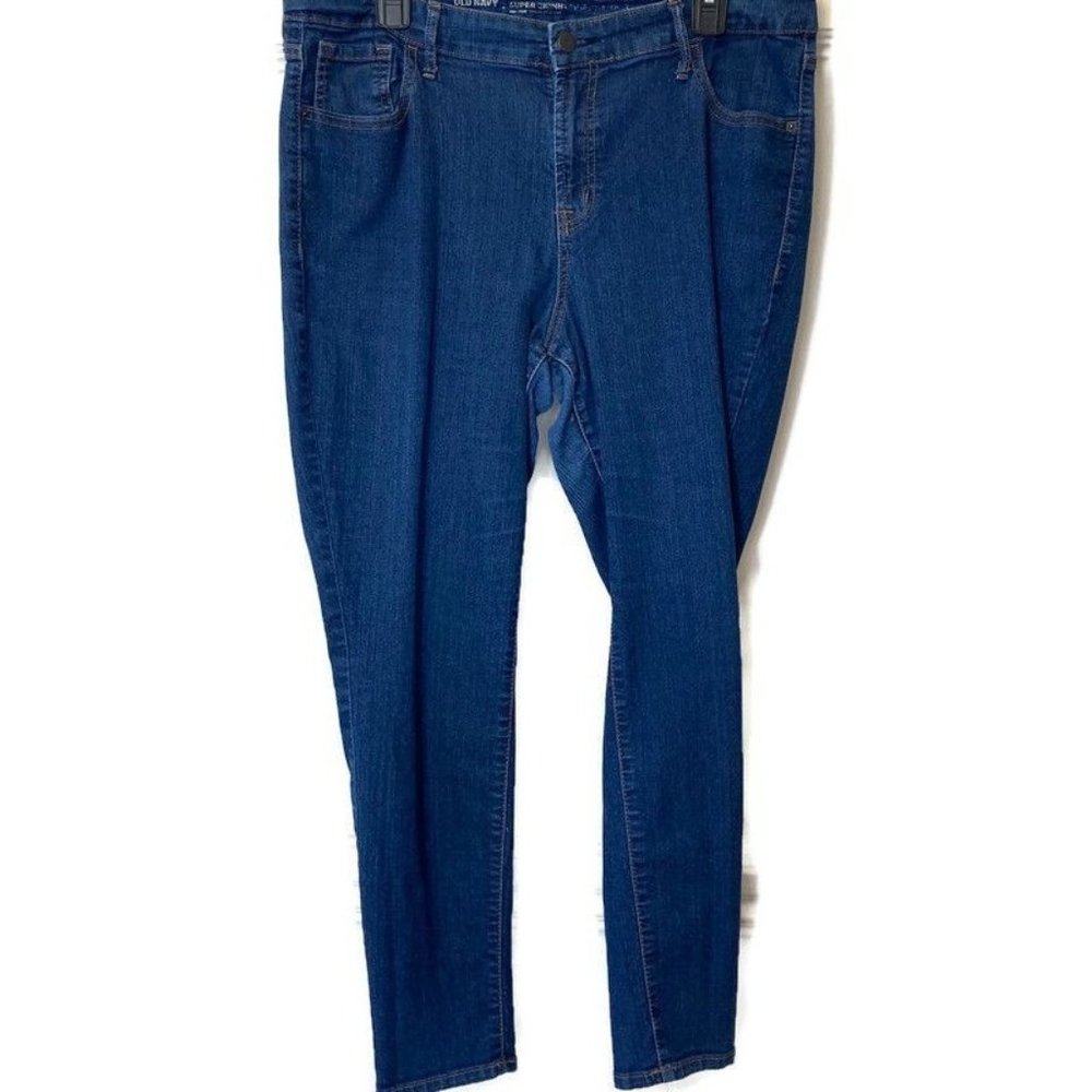 NEW Old Navy Size 16 Women's Med. Wash Stretch Mid Rise Super Skinny Denim Jeans